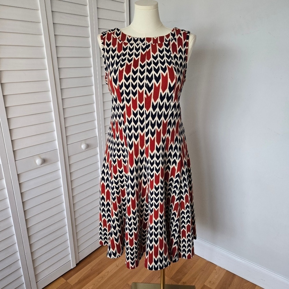 Hanni Geometric Print A-line Dress Size 2X Retro 70s Revival Flirty Eclectic Mod - Picture 2 of 9